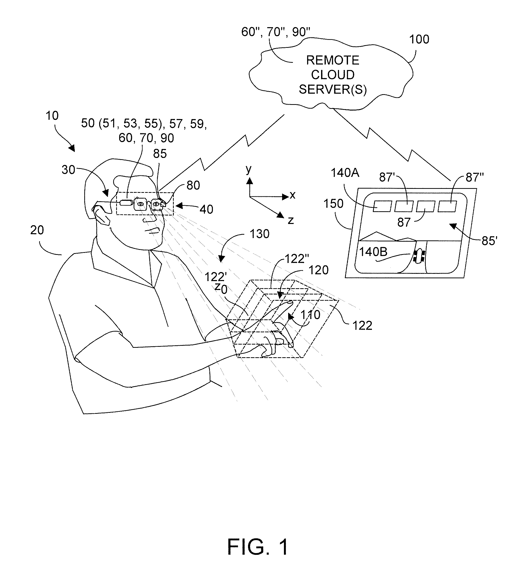 Method and system enabling natural user interface gestures with user wearable glasses