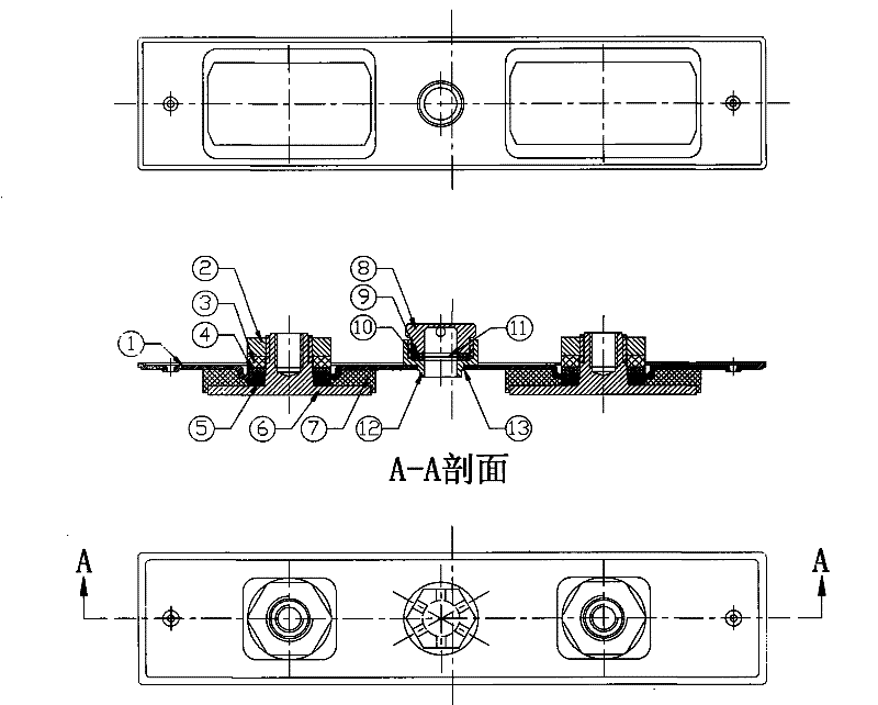 Power lithium battery top cover electrode column sealing connection and explosion-proof device and manufacturing method thereof