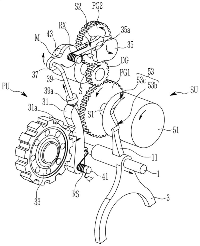 Shifting device for multi-speed transmission for electric vehicles