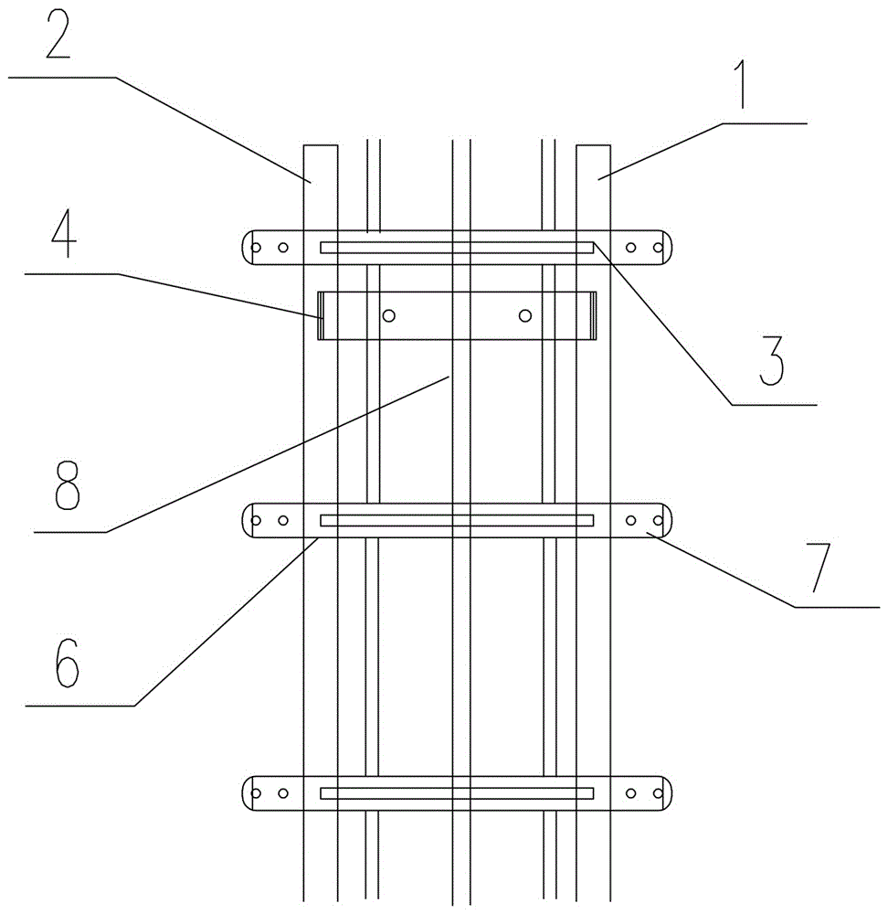 A climbing ladder with double pipes and protective cages for steel pipe poles