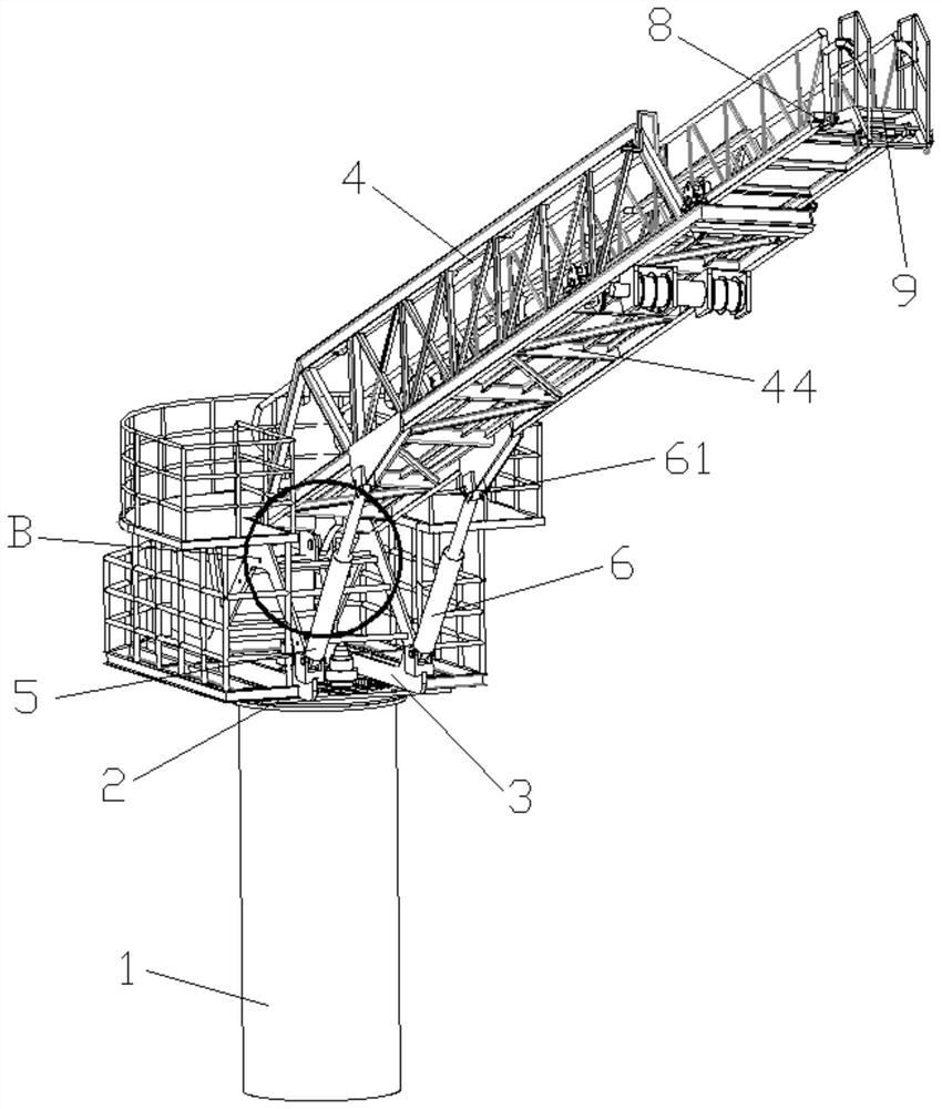 Wave compensation gangway ladder independently controlled by variable-amplitude oil cylinder