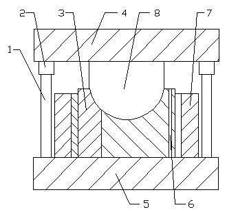 Automobile brake shoe wing plate bending die