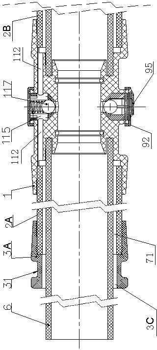 Gas extraction center divided-flow type grouting and hole sealing device and hole sealing method