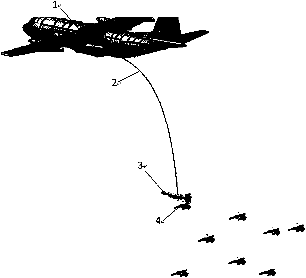 Unmanned aerial vehicle air-based retraction device and method based on aviation towed stable target system