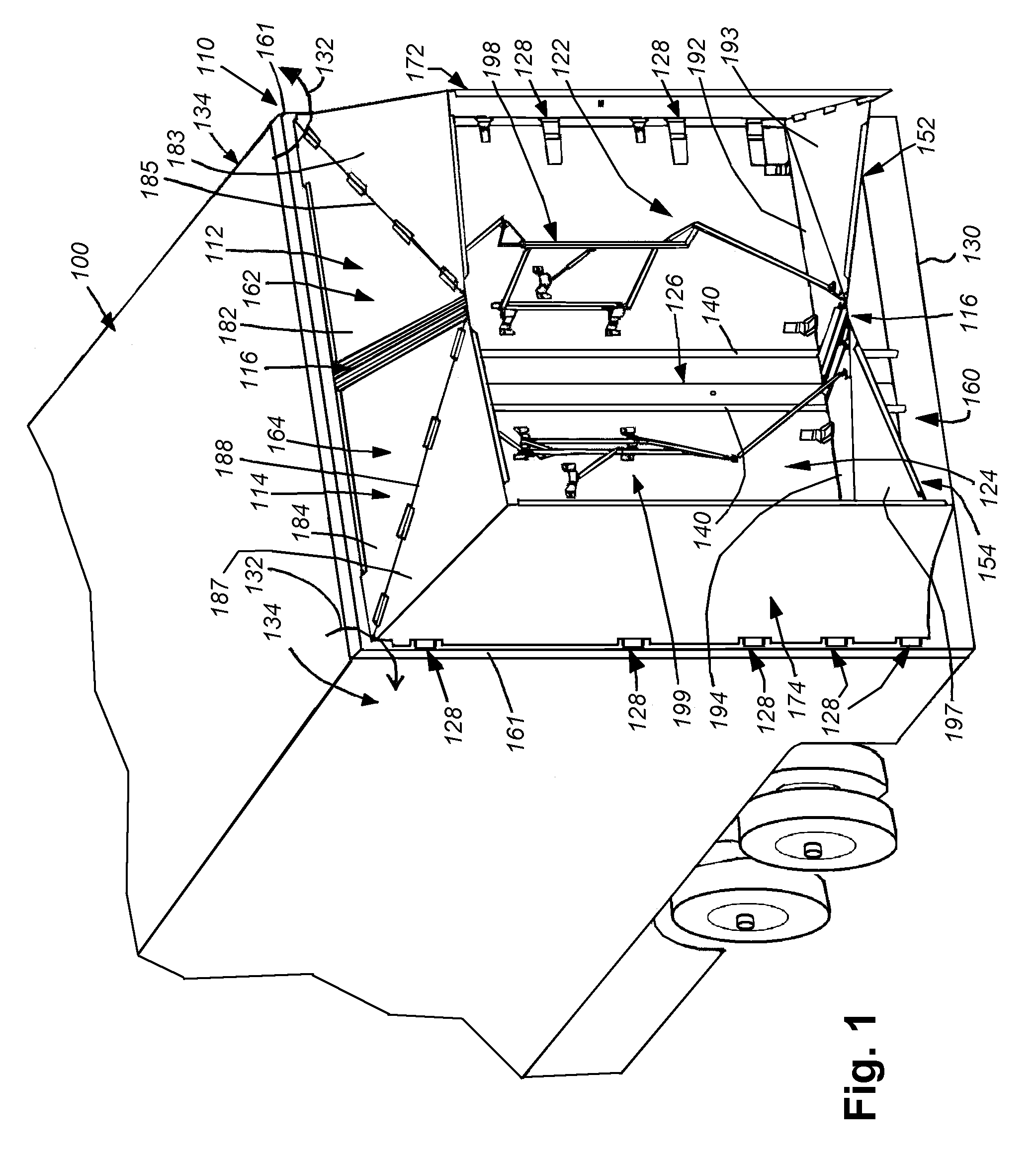 Rear-mounted aerodynamic structure for truck cargo bodies