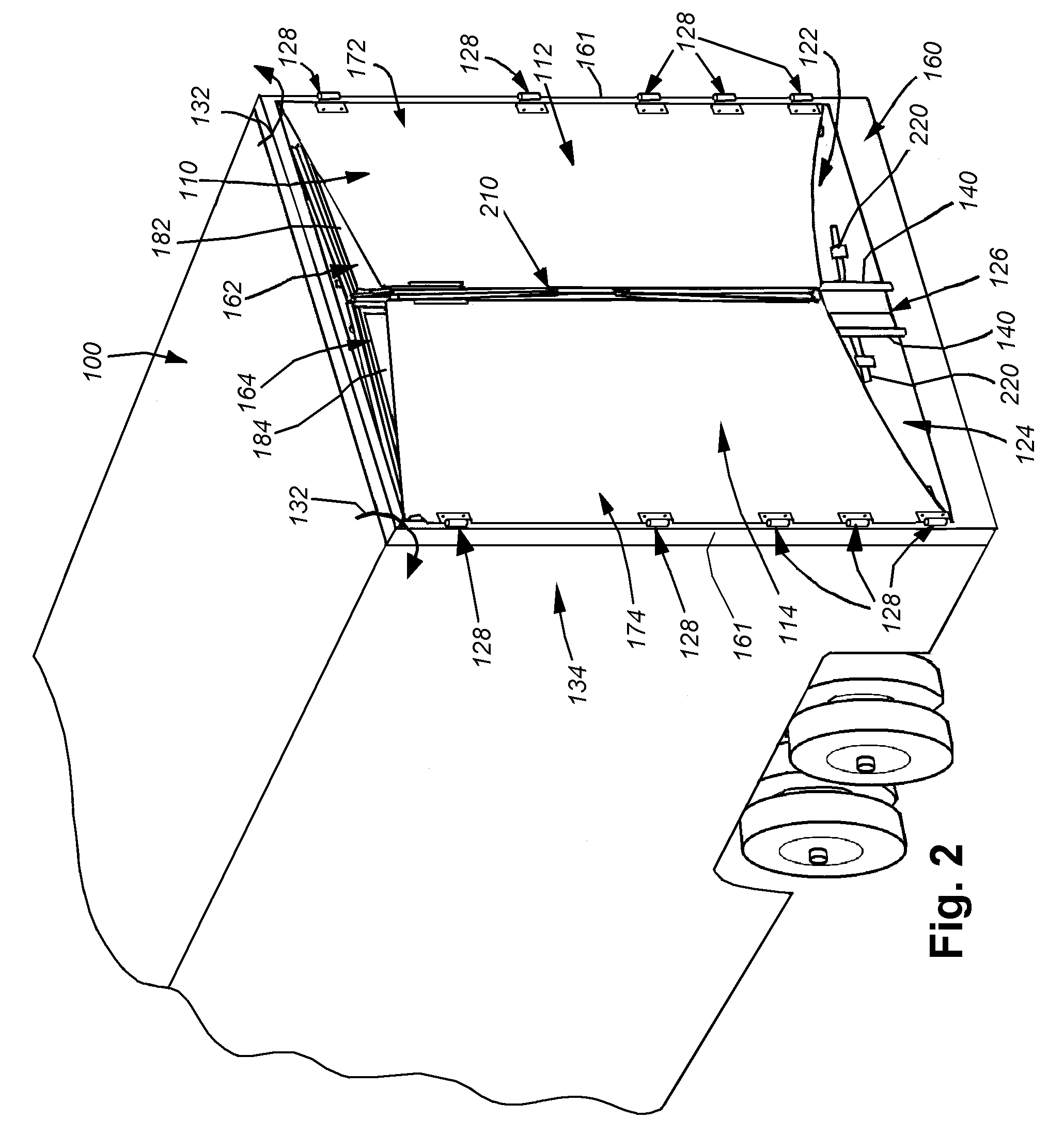 Rear-mounted aerodynamic structure for truck cargo bodies