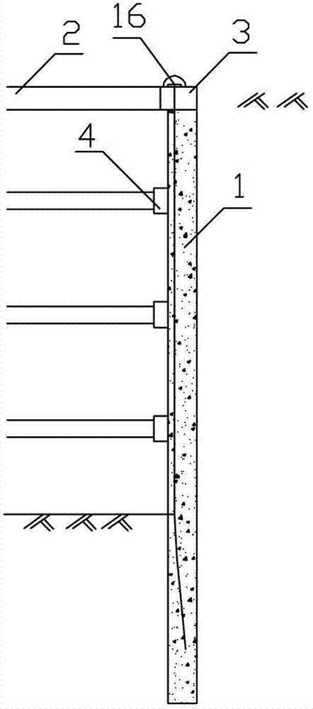 Foundation pit containment structure with prestress ribs on vertical soil-retaining structure and construction method