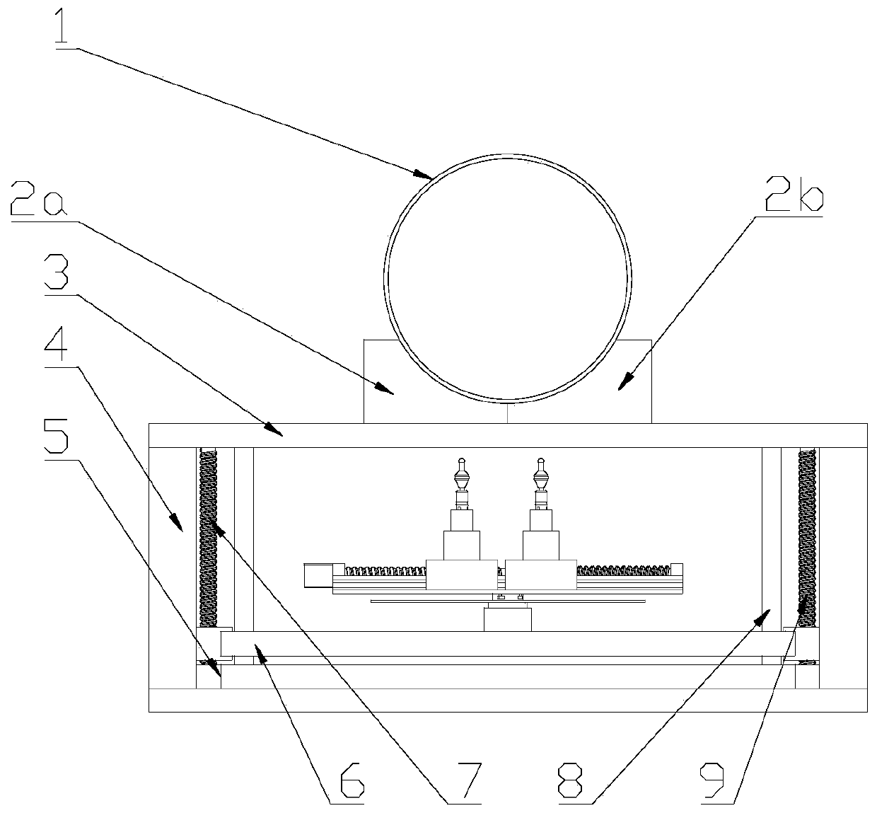 Integrated composite progressive forming device and process of large shell branch pipe flange