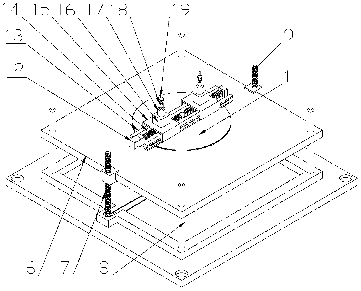 Integrated composite progressive forming device and process of large shell branch pipe flange