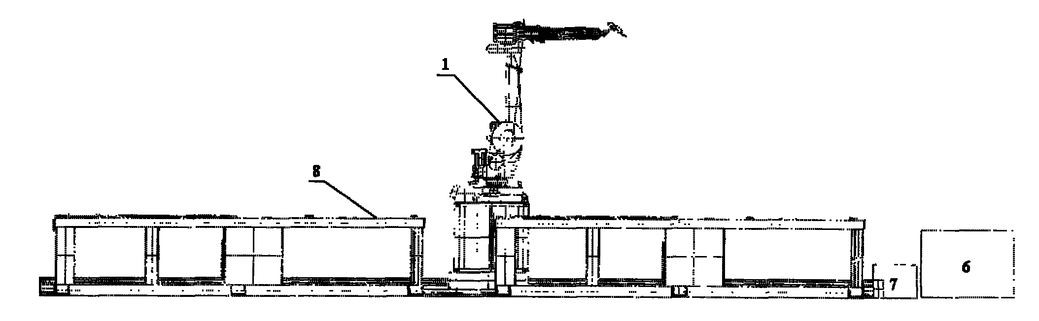 Welding robot workstation system for injection molding machine frame