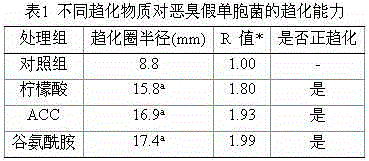 Application of 1-aminocyclopropane-1-carboxylic acid as bacterial chemotactic substance