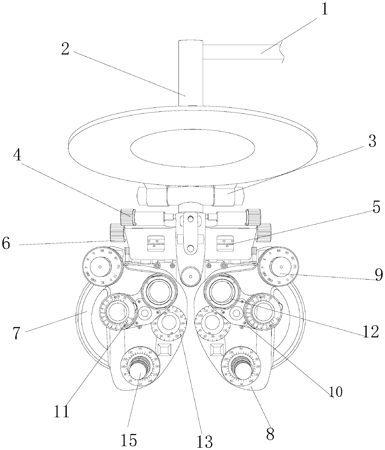 An adjustable vision test device for ophthalmology treatment