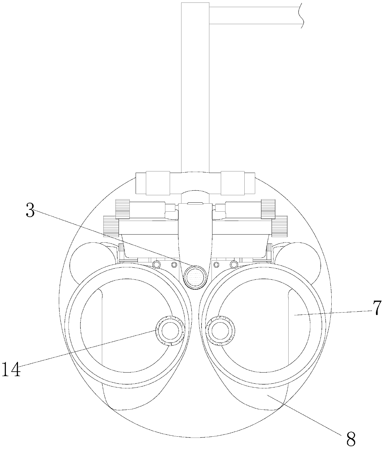 An adjustable vision test device for ophthalmology treatment