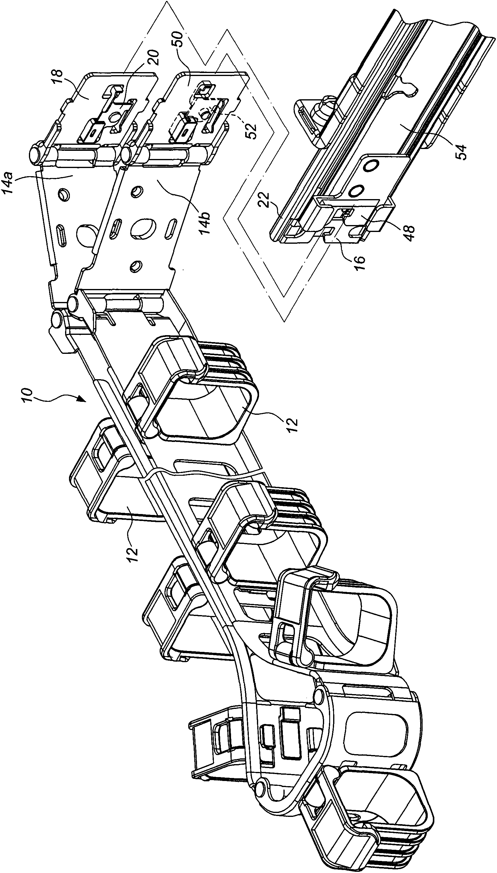 Connection device of cable rack