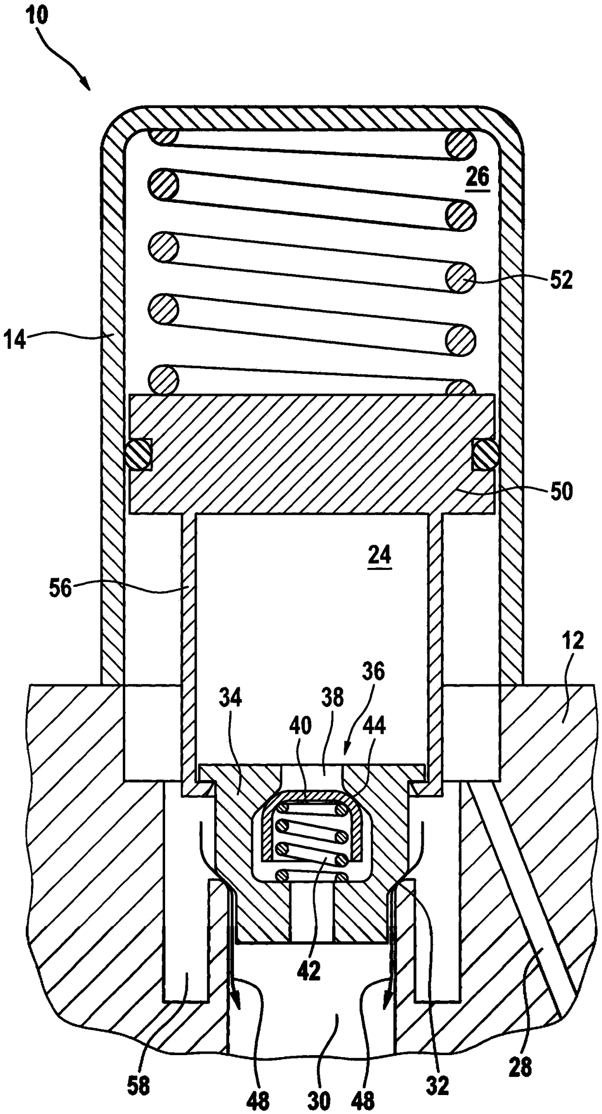 Damper device of a hydraulic unit of a vehicle brake device with a damper chamber