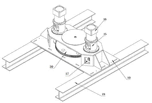 Vortex induced vibration rotation testing device of inclined vertical pipe with movable top part under step shear flow