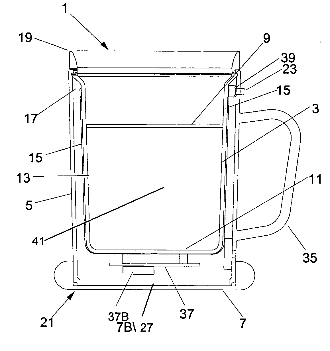 Vessel with integrated liquid level sensor