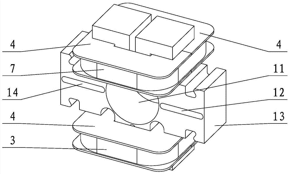 Quadrupole four-winding capacitor phase-shifting motor stator