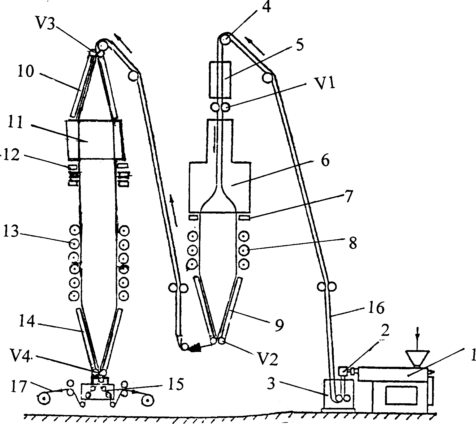 Method for single layer or multilayer coextruding two-way extension polypropylene film and special equipment