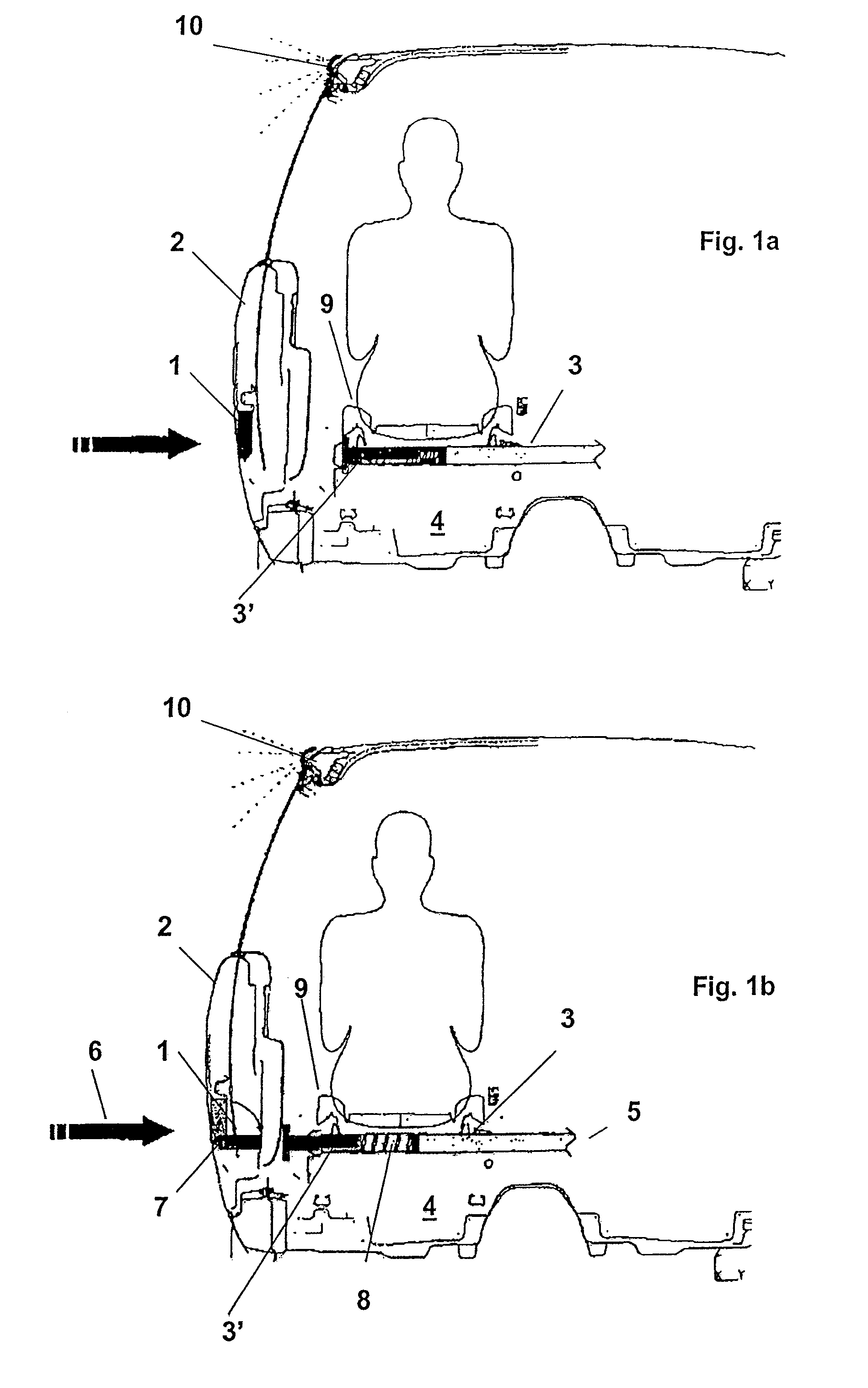 Device for a motor vehicle for protecting vehicle occupants when there is an impact of energy directed at a motor vehicle door due to a collision