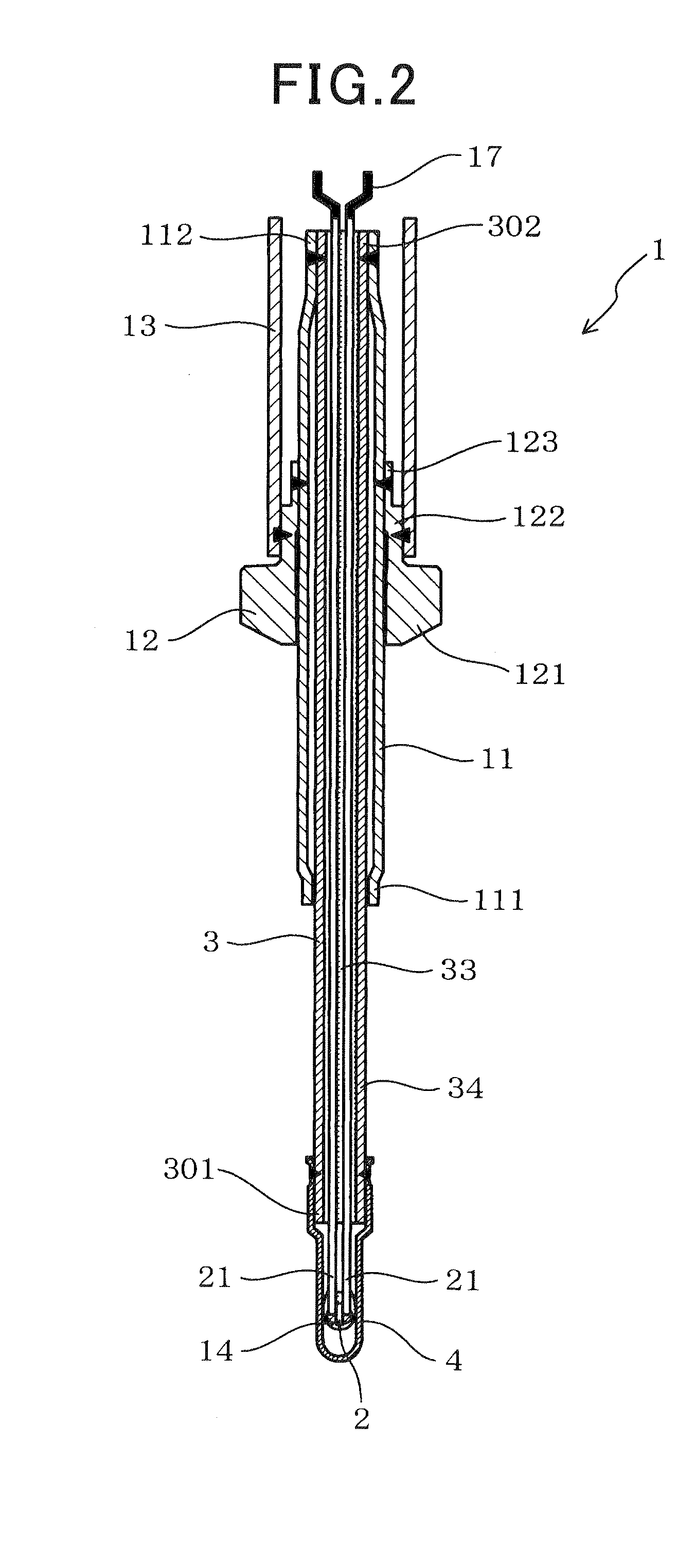 Temperature sensor including thermosensitive element