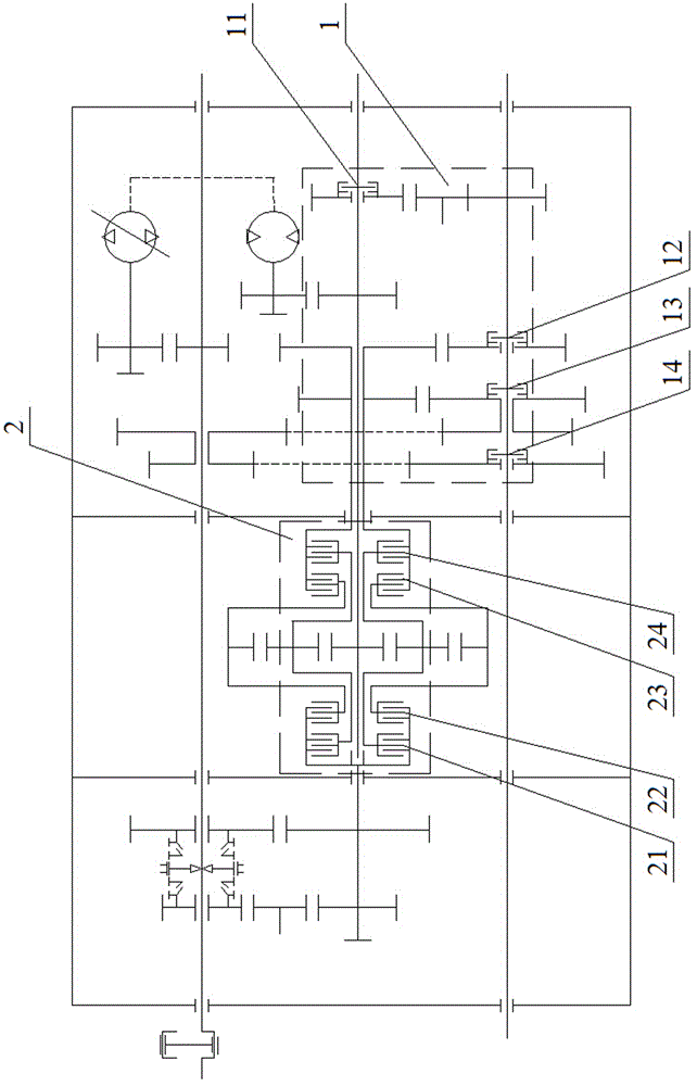 Clutch hydraulic control system of single-planet-row convergence hydraulic mechanical continuously variable transmission