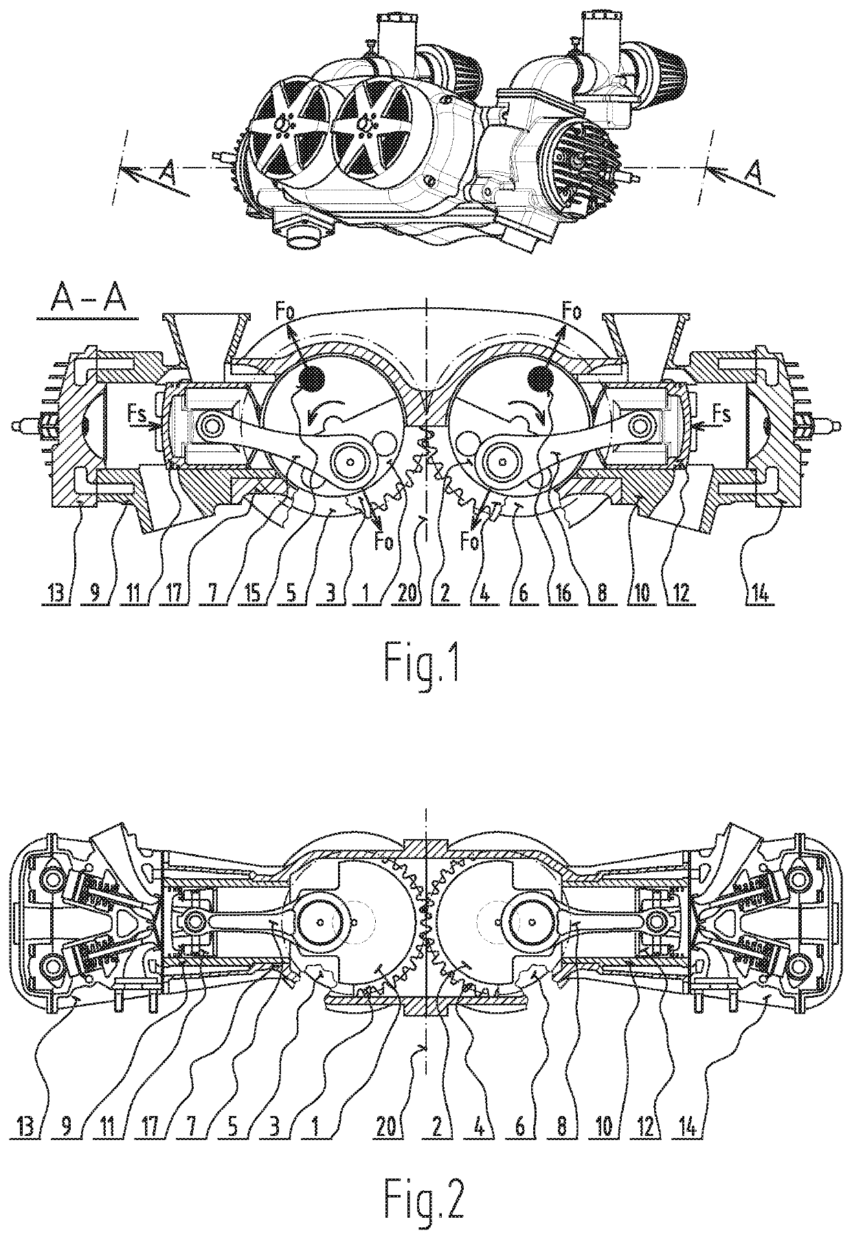 Piston internal combustion engine with generator