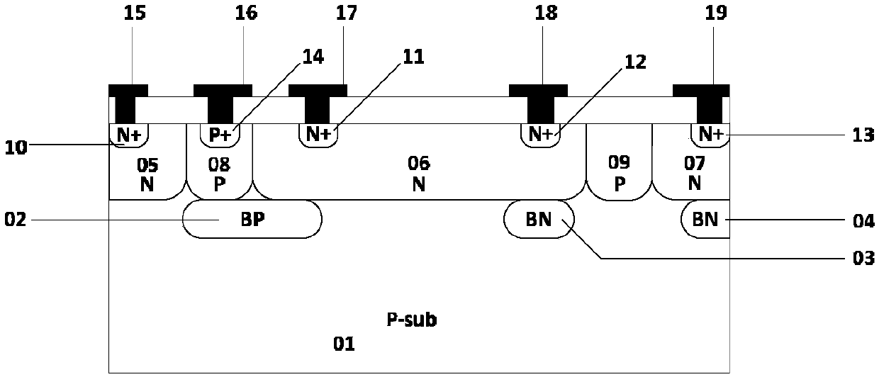 Bootstrap structure integrated to high-and-low-voltage isolation structure and bootstrap circuit