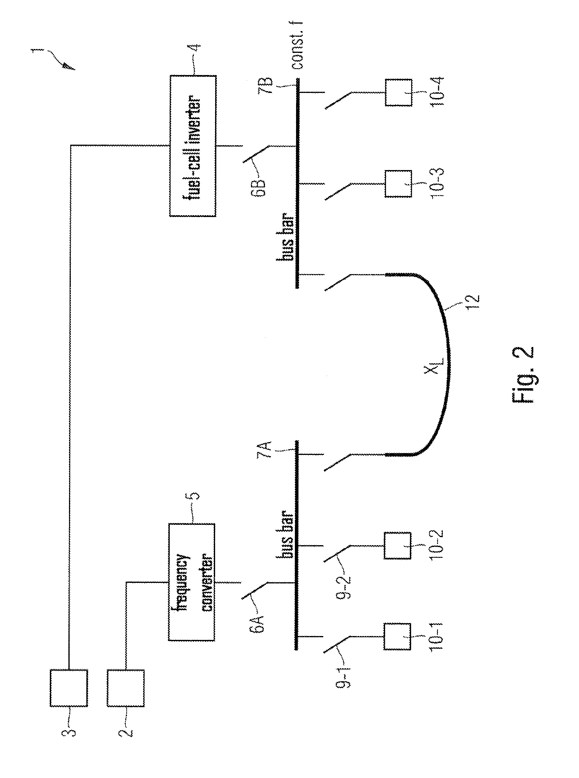 Method and device for providing an electrical system alternating voltage in an aircraft