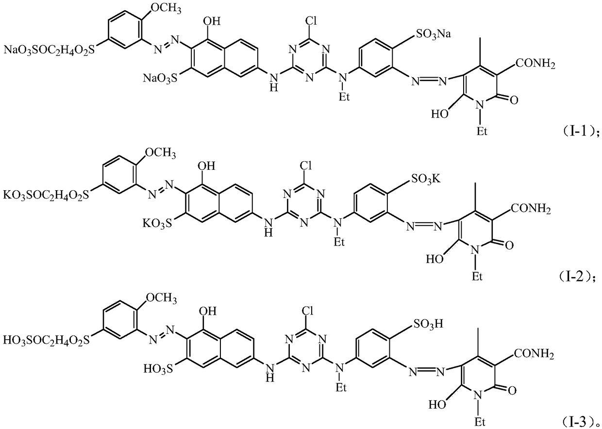 Reactive orange dye as well as preparation method and application thereof