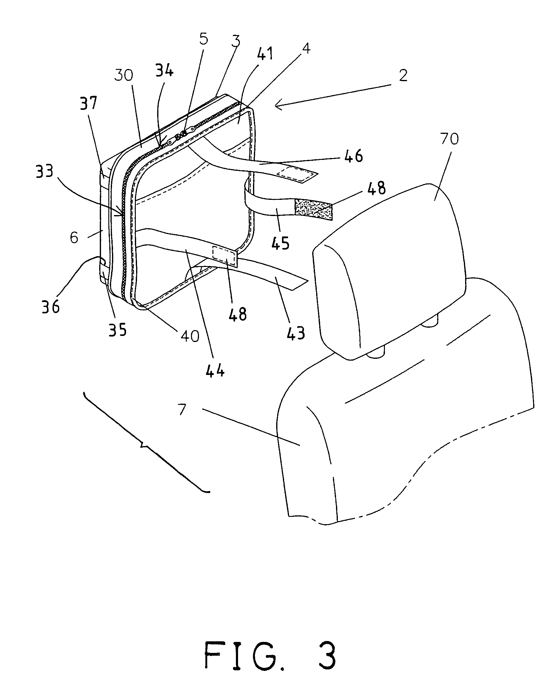 Carrying case and display device combination for vehicle