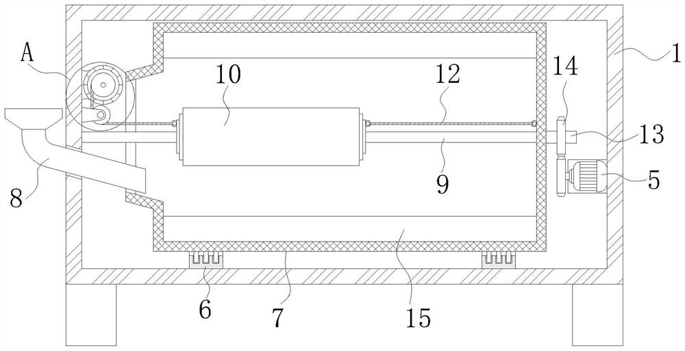 Peanut stir-frying device for spiced peanut processing