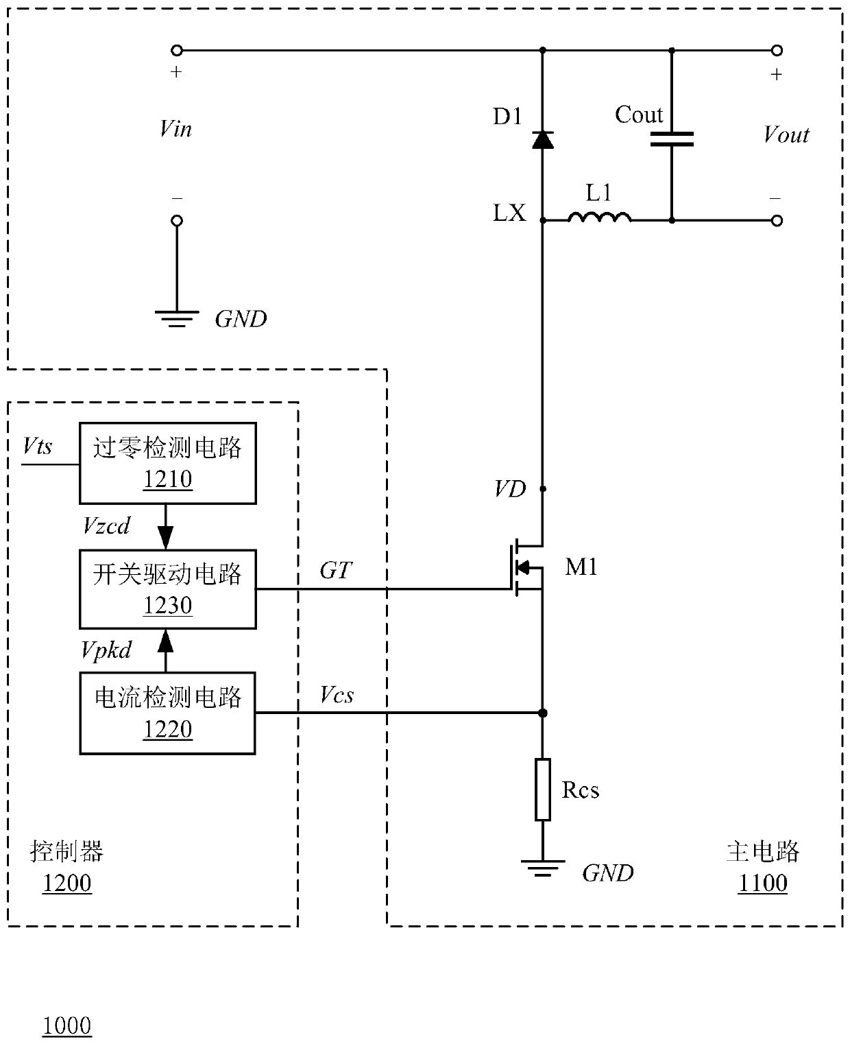 Zero-crossing detection circuit, zero-crossing detection method and switching power supply circuit