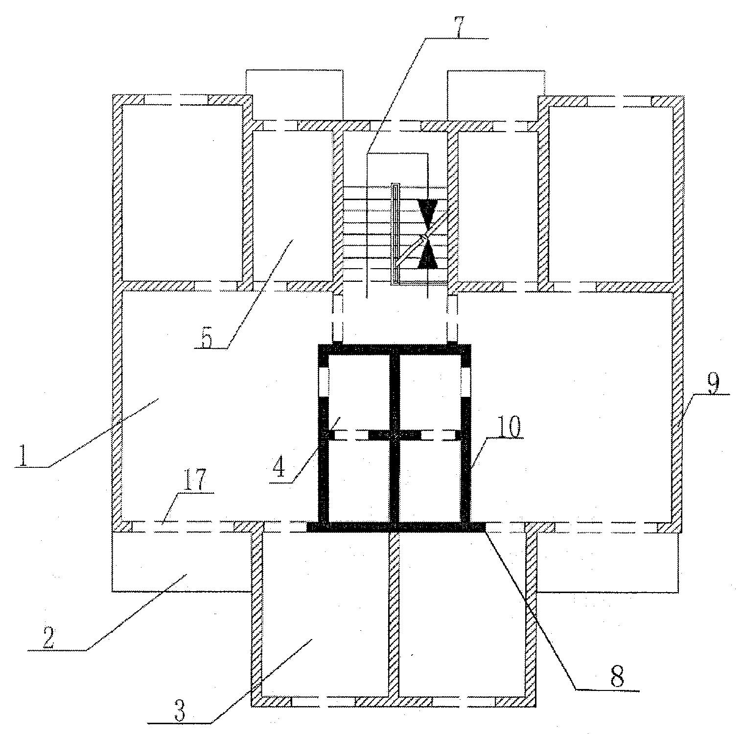 Block body-steel reinforced concrete tube structure and its construction method