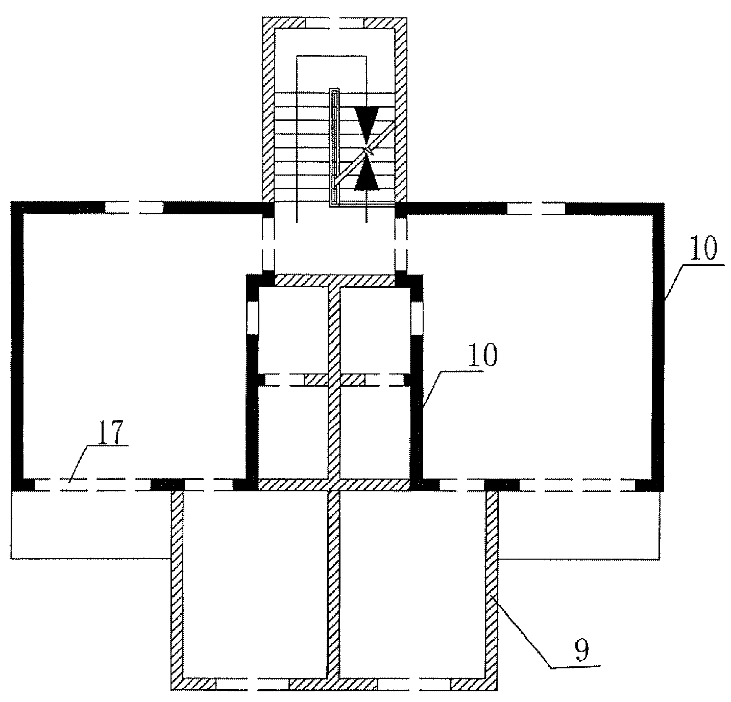 Block body-steel reinforced concrete tube structure and its construction method