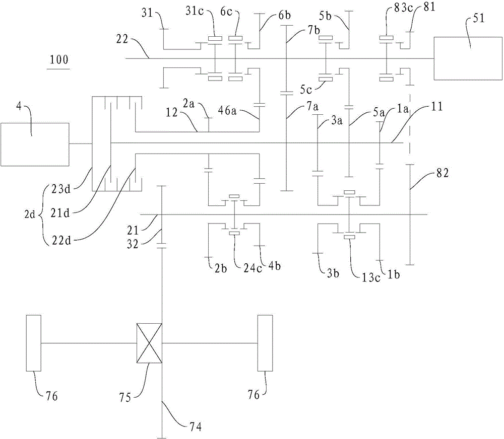 Vehicle power transmission system and vehicle comprising same