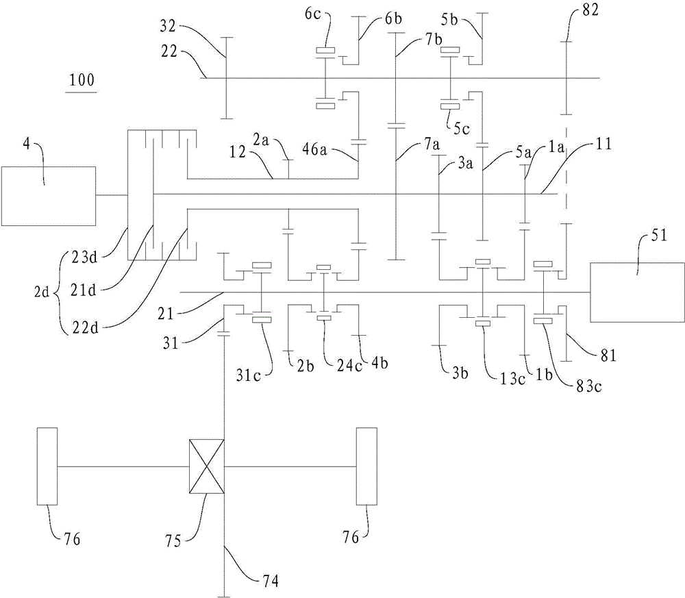 Vehicle power transmission system and vehicle comprising same