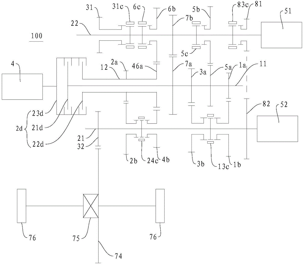 Vehicle power transmission system and vehicle comprising same