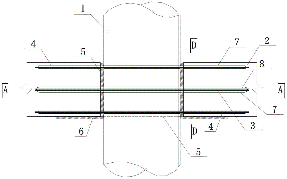 Composite joints of prestressed and ordinary steel bars connecting precast concrete beams with circular concrete-filled steel tube columns