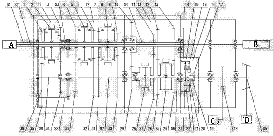 Synchronous reversing belt crawling-gear gearbox of tractor