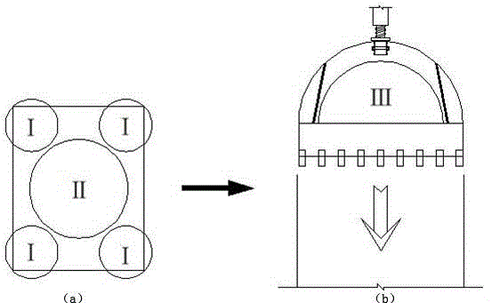 Square hole girdling cutter and method for performing holing construction of deep cutting stab-pile wall by utilizing same