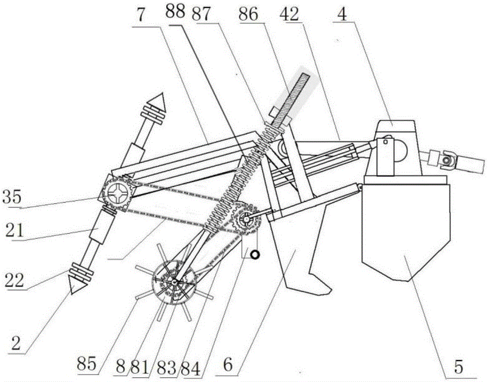 Rotary drill type ditching device capable of regulating space between ditches