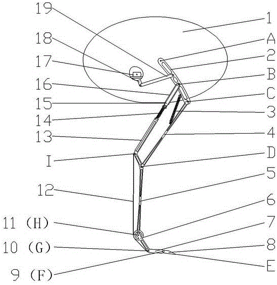 Mechanical leg imitating ostrich hind limb