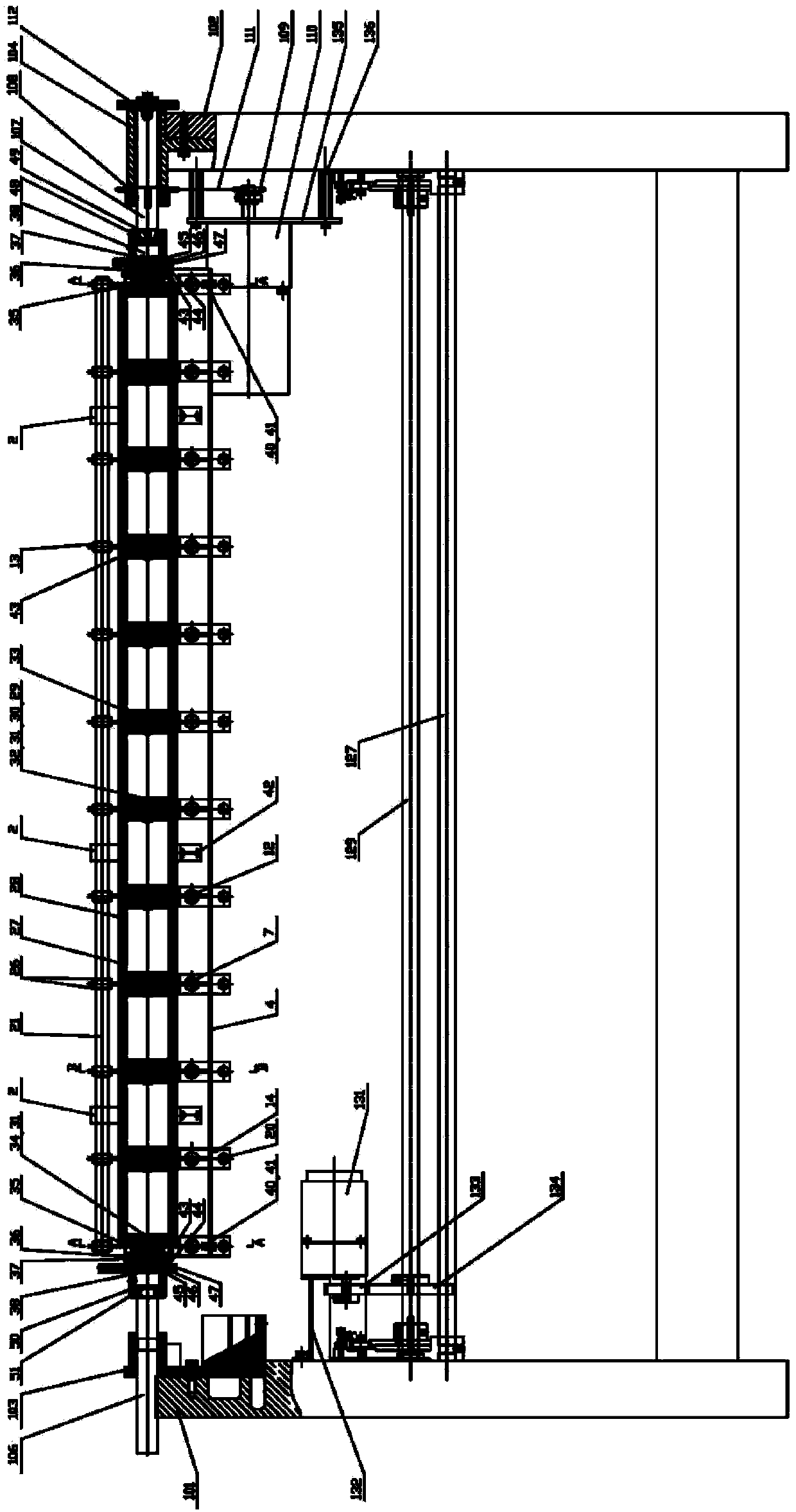 Roller structure of computer controlled flat knitting machine