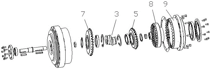 Bilateral two-stage internal engagement biarc bevel gear nutation speed reducer and working method