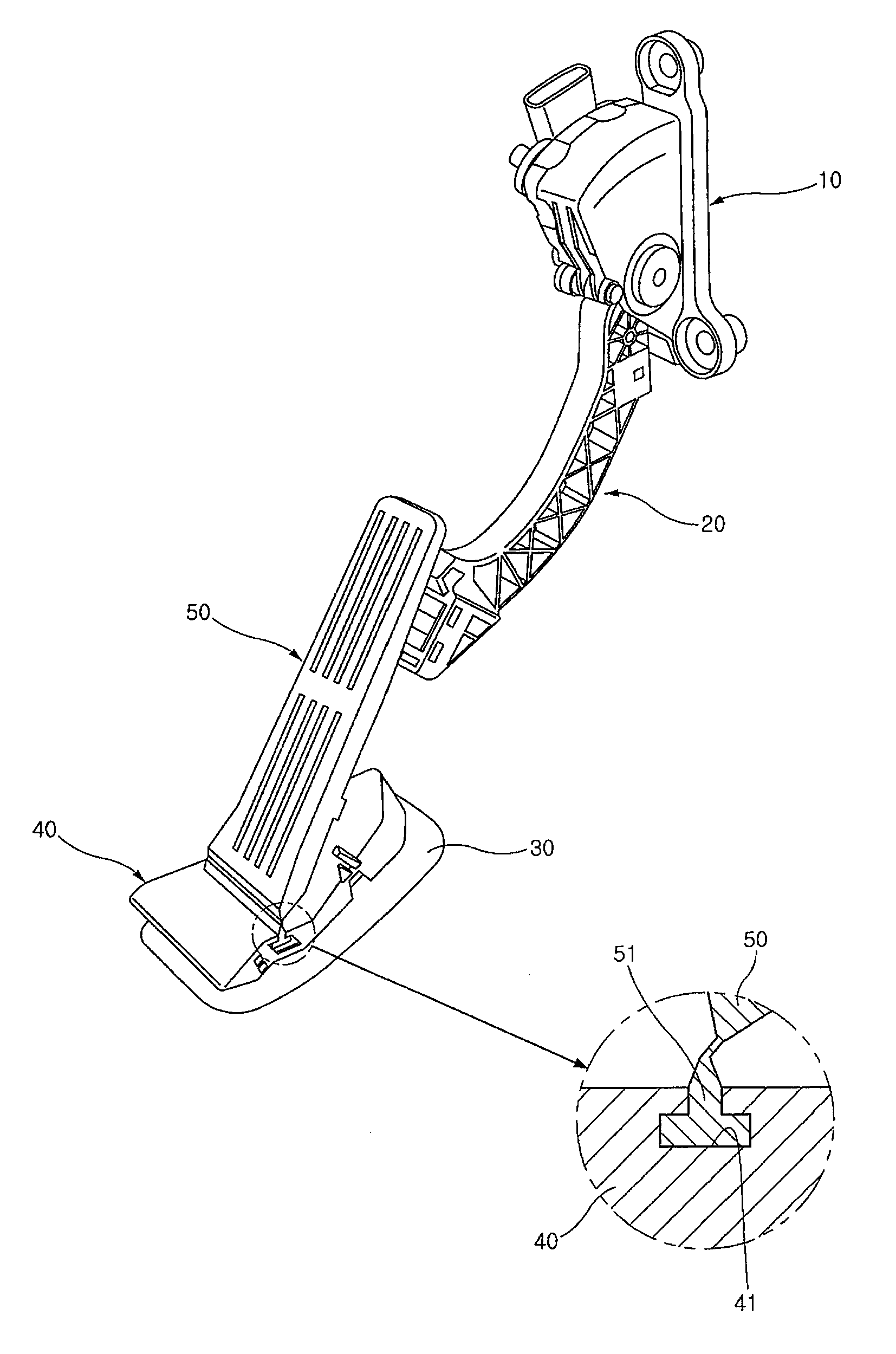 Organ type accelerator pedal assembly