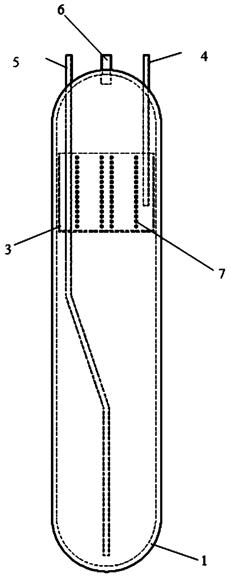 Voltage stabilizer structure with system connecting pipe and electric heating element centrally arranged on upper portion and application thereof