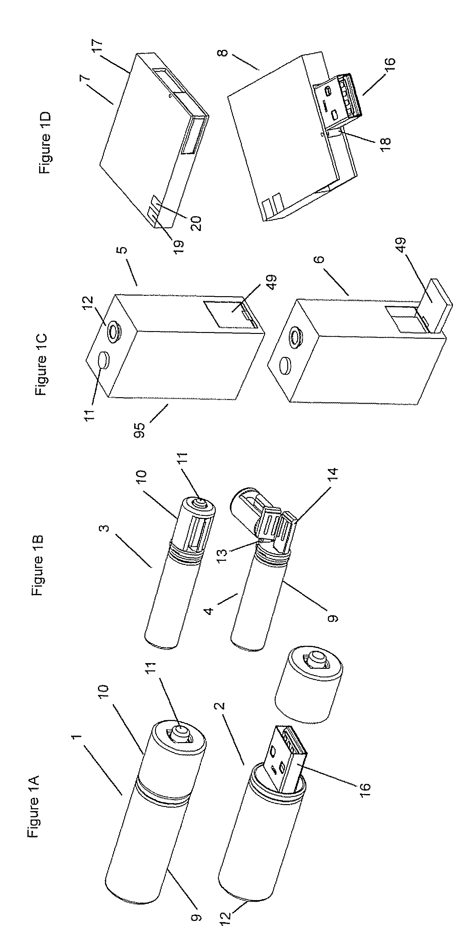 Rechargeable battery assembly with movable connector and power conversion circuitry