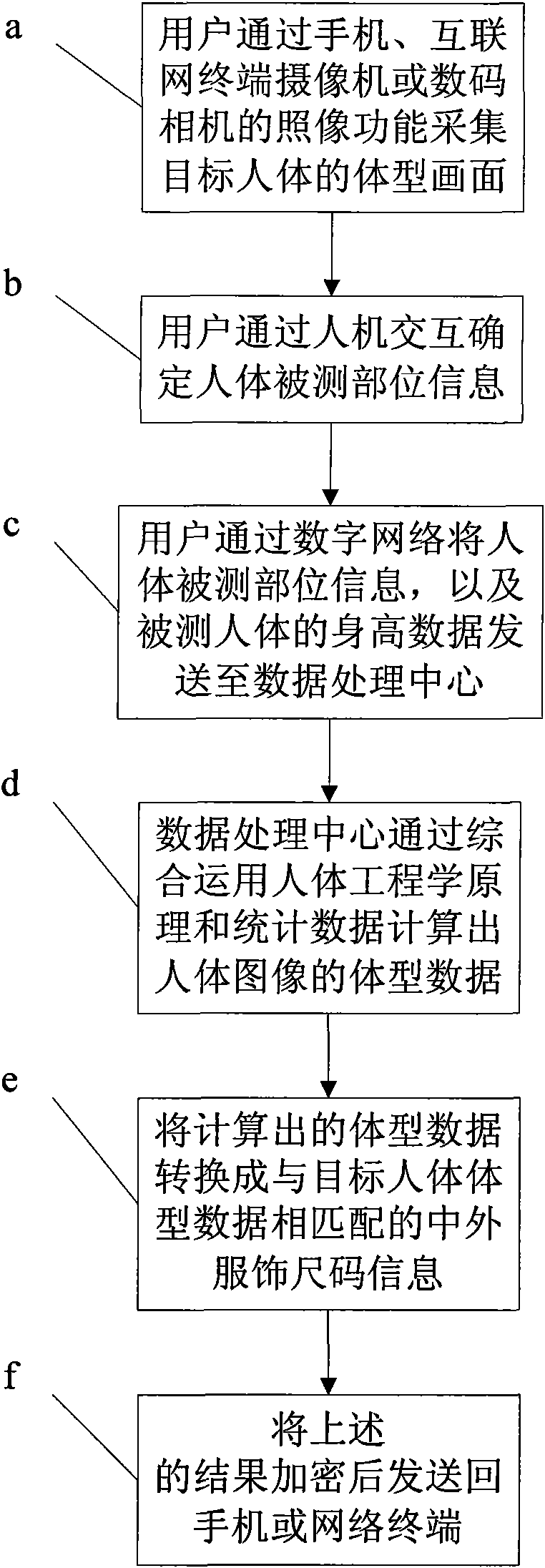 Remote intelligent testing method of three-dimensional human body image data network