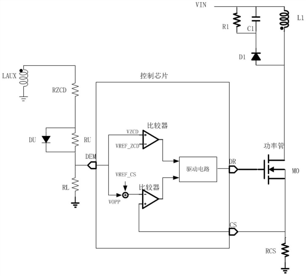 External adjustable inductance demagnetization detection and power detection circuit